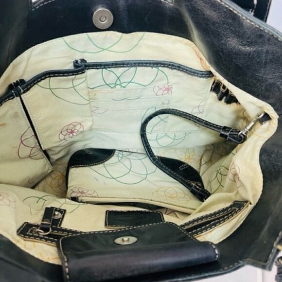 Franklin Covey Black Leather Laptop Computer Planner Binder Bag Case Purse 10" b - Picture 2 of 8